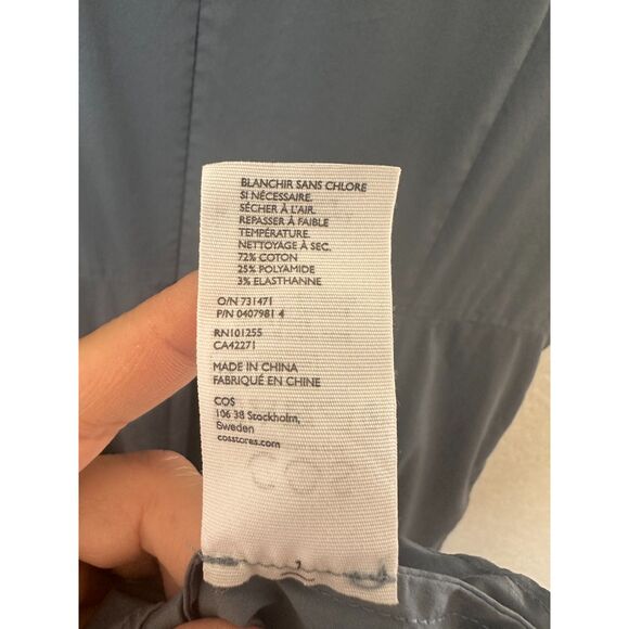 Cos Cotton Flared Midi Dress Casual Pockets Blue Size 10 - Picture 10 of 11